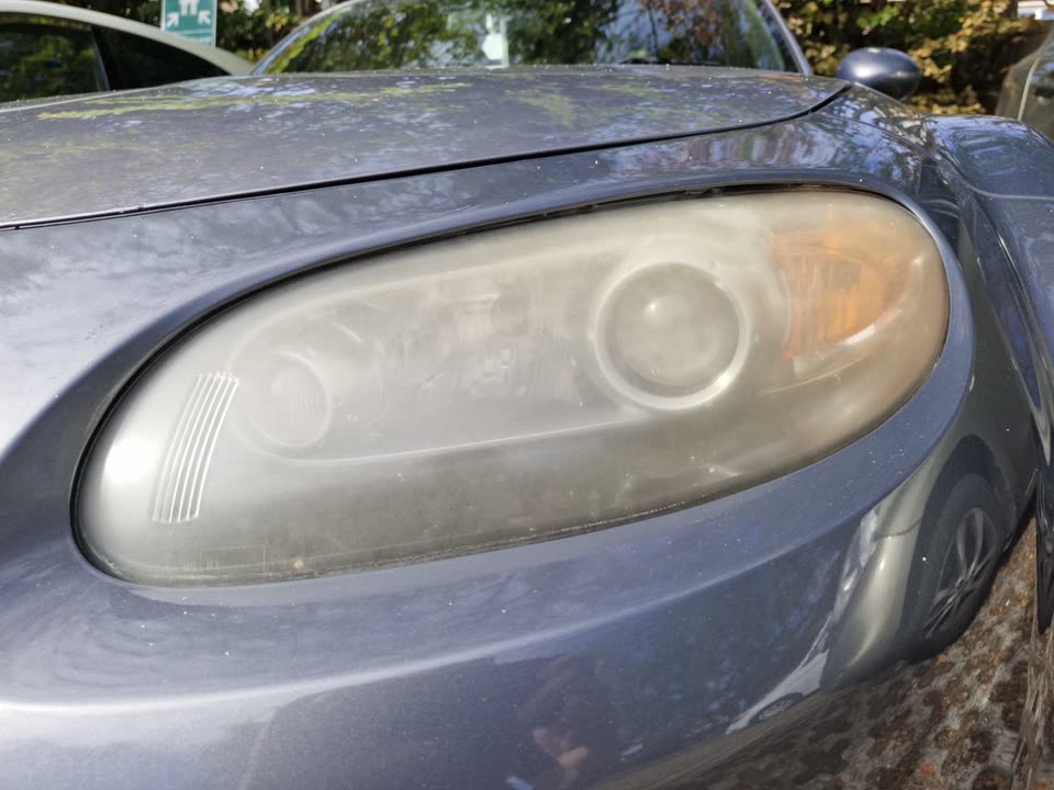 Before: a cloudy, yellowed car headlight